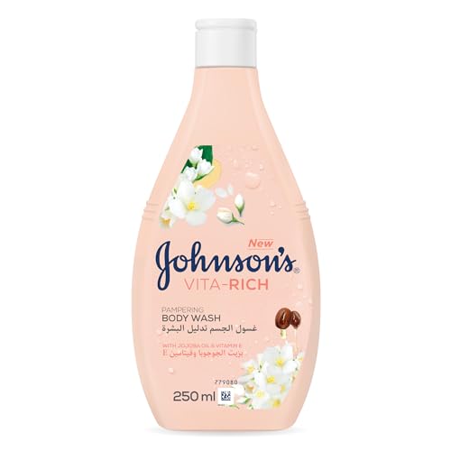 Johnson & Johnson Vita-Rich Jasmine and White Flowers Pampering Body Wash infused with the scent of jasmine and white flowers mixed with precious musk and sandalwood 250ml