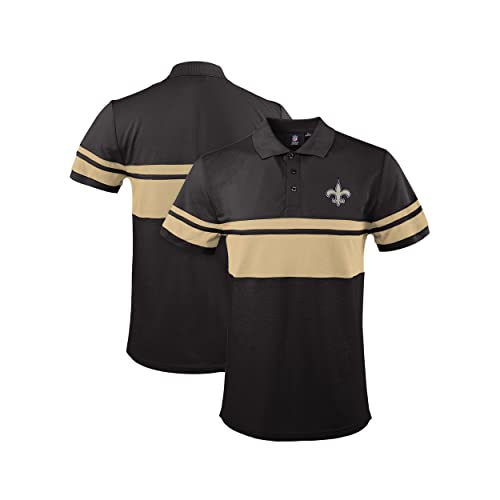 FOCO NFL Football Team Color Chest Stripe Mens Polo Shirt New Orleans Saints Medium