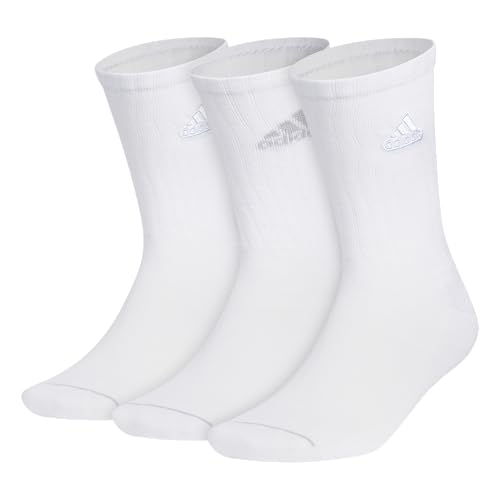 adidas Men’s Premium Classic Crew Socks (3-Pack), White/Onix Grey, Large