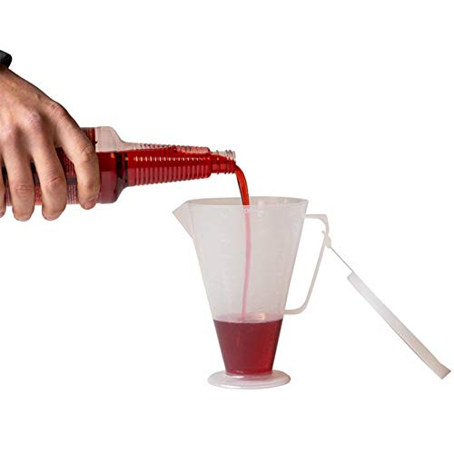 Image of Pit Posse PP3318 Measuring Cup for Oil - Racing Utility Jug - 2 Stroke Oil Engine Fluid Utility Can - 16:1 to 70:1 Premixed Ratio Engine Fluids - CC & OZ Measuring Marks - Debris-Free Cap