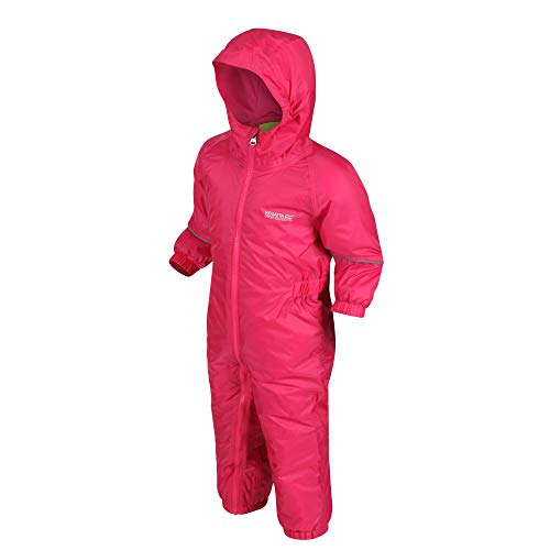 Regatta Boys' Splosh III Waterproof and Breathable Insulated Lightweight All-in-One Suit Waterproof, hot pink, 4-5 Jahre