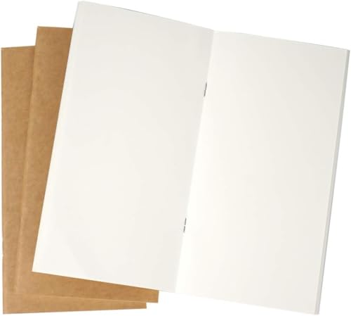 Image of PURESTORY Set of 3 Plain Travel Journal Refill Inserts - 4.3 inch x 7.5 inch, 40 Sheets /80 Pages Each - Blank Paper Notebook Inserts for Travelers Notebooks, Writing, Sketching & Journaling