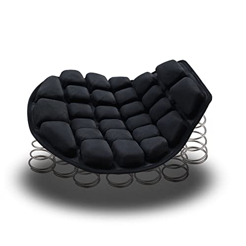 DEEIRAO Motorcycle Air Seat Cushion 3D Airbag Seat Pad TPU Lycra Cotton with Straps for Cruiser Touring Saddles Bearing 150kg Large Size 37.5x36x4cm