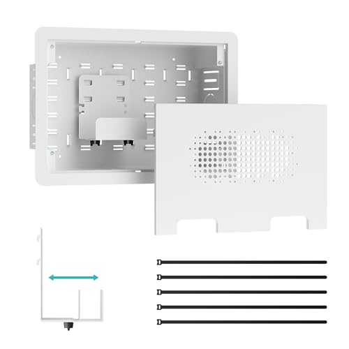 9 in-Wall Media Box Recessed Outlet Wall Box Structured Media Enclosure for One Connect & Network Switches Works with Fire TV Stick & Samsung -Friendly Cable Management Kit