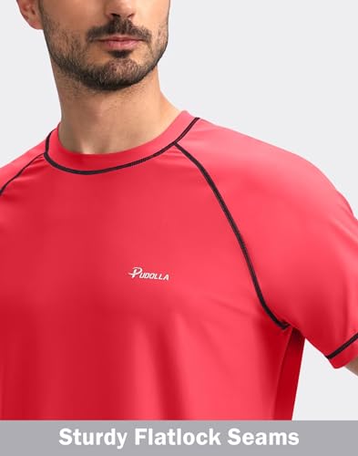 Pudolla Men's Swim Shirts Rash Guard Shirts for Men UPF 50+ Sun Protection T-Shirts Quick Dry Beach Surf Water Shirt4