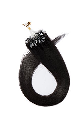 Micro Loop Ring Human Hair Extensions 20 inch 50g 100 Strands #1B Black