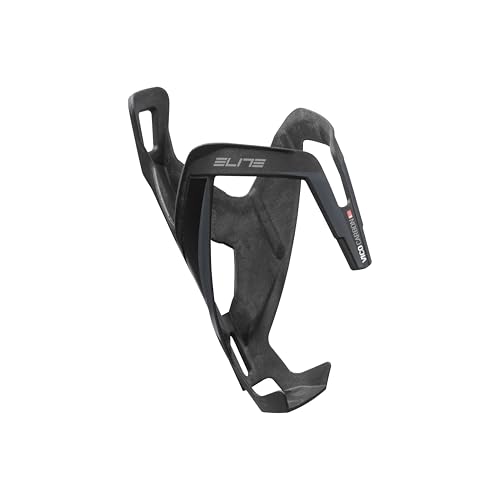 Elite Vico Carbon Portabidón Negro Mate Gráfico Negro – Ultraligero Estable Carbon – para Carretera Triatlón MTB – Premium Portabidon Ciclismo