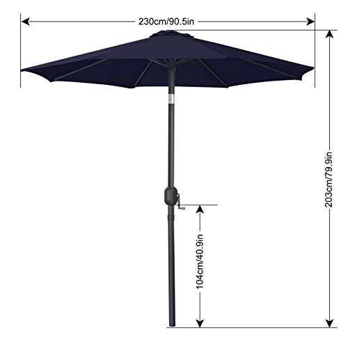 Image of ABCCANOPY 7.5FT Patio Umbrella Outdoor 6 RibsTable Umbrella(Navy Blue) | Fade & UV Resistant Fabric,6 Fiberglass Ribs,Smooth Crank System,Wind Resistance,Great for Patio,Backyard,Garden,Deck