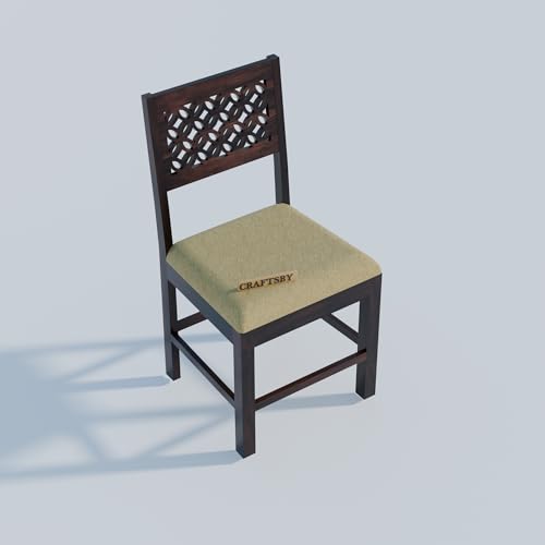 Image of 45 Inch Length Solid Sheesham Wood 4 Seater Dining Table Set | Four Seater Dinner Table with 4 Cushions Chairs | Dinning Table Set 4 Seater for Living Room | Table & Chair Set | Walnut Finish