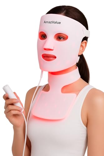 Image of AmazValue LED Light Skincare Mask for Face & Neck - Red, Blue & Infrared Beauty Device for Radiance, Firmness & Glow