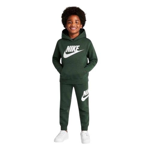 Image of Nike Kids' Sportswear Club Fleece Pullover Hoodie and Joggers 2-Piece Outfit Set (Large Swoosh Logo)