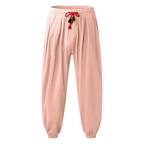 Pantalon en tissu avec cordon homme sarouel ample et respirant d'été