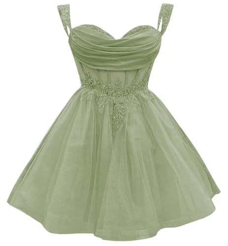 TRHTX Sparkly Beaded Tulle Homecoming Dress Off Shoulder Short Cocktail Dresses Lace Appliques DAMA Dresses