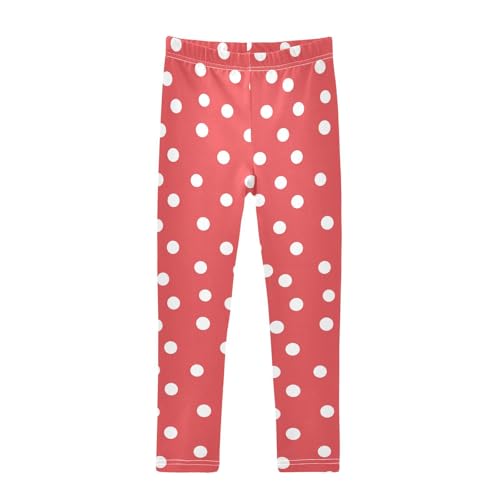 White Polka Dot Red Background Kids Baby Girls Basic Leggings Soft Full Length Lounge Pants Running