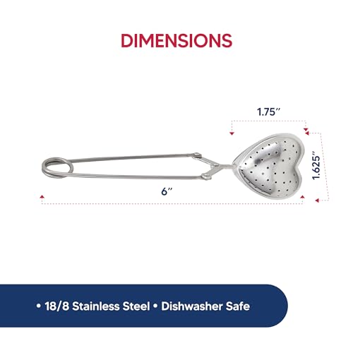 HIC Kitchen Snap Tea Infuser, Heart-Shaped, 18/8 Stainless Steel, For Loose Leaf Tea and Mulling Spices