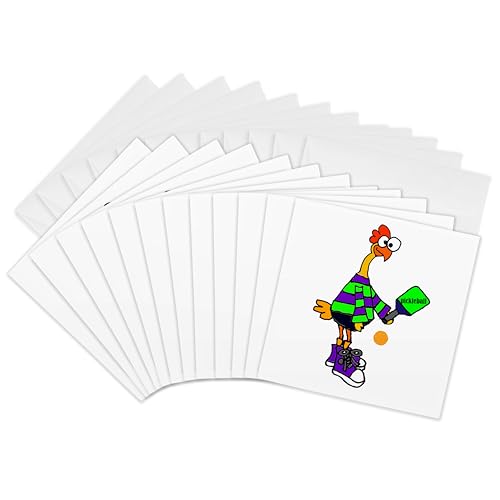 Cartes de vœux poule pickleball 15,2 x 15,2 cm 3dRose Gc_288030_2 lot de 12