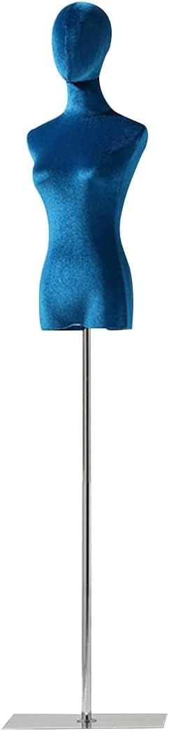 Dress Form Female Mannequin Torso Lake Blue Female Mannequin Torso Dress Form Clothing Display W/Metal Square Base Stand,Silver-M/Medium