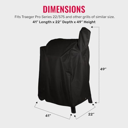 Grillman Grill Cover, BBQ Outdoor Grill Covers, Charcoal, Gas Grills, Waterproof, Rip-Proof, Weather-Resistant, Anti-UV, Barbecue Cover for Traegar 22/575 Series, Pro 22, Z, etc (Black, 41 Inch)