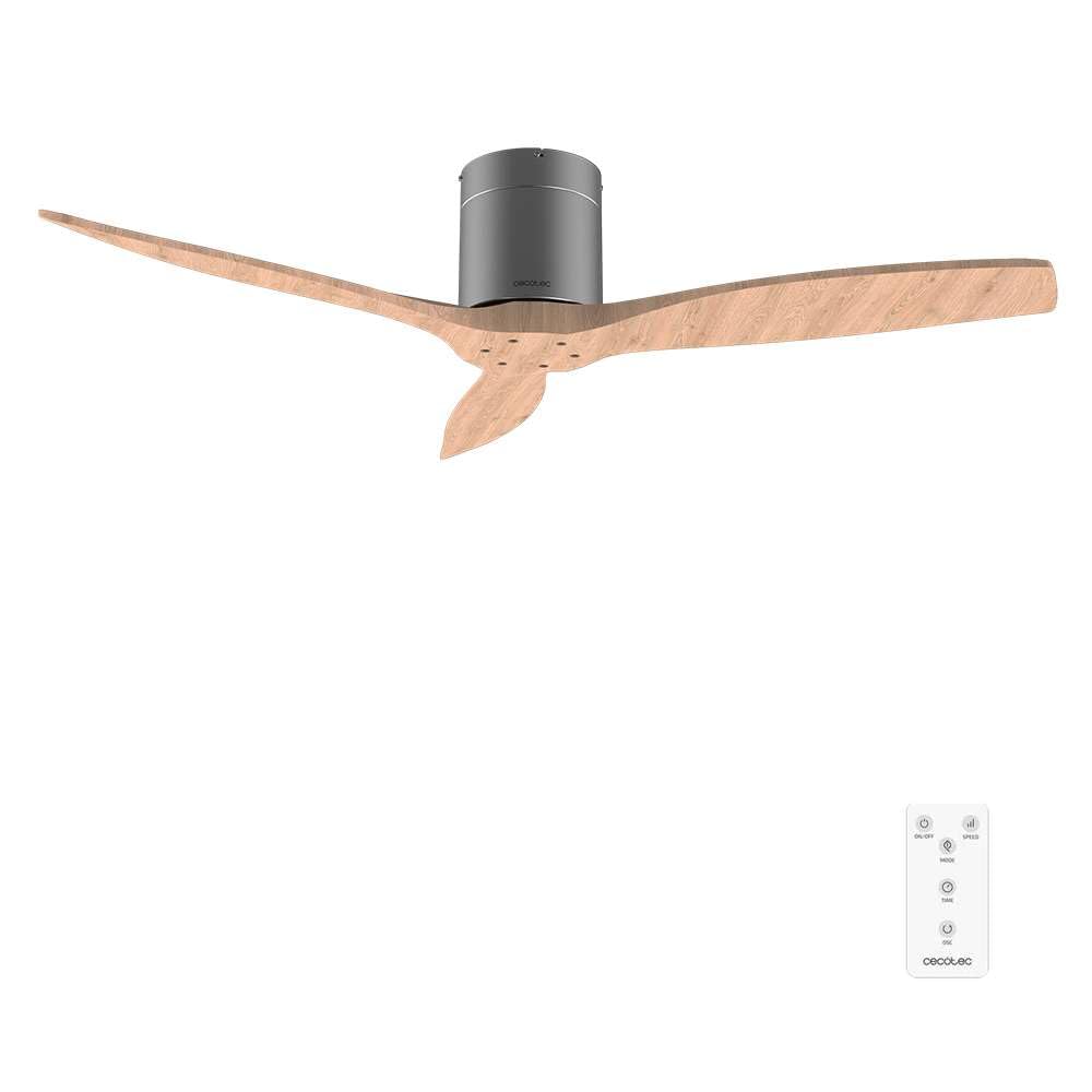 Cecotec Ventilador de Techo con Mando a Distancia de 52" EnergySilence Aero 5400 Classic Iron&LightWood. Motor DC 40W, 3 Aspas, 6 Velocidades, Temporizador hasta 8h, Modo Winter/Summer