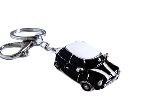 Miniture Style Car Keychain Gift Rhinestone detail Novelty (Black (Silver trim))