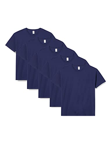 Fruit of The Loom Herren Original T T-Shirt (5er Pack) Gr. L, Navy