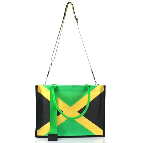 Image of Women's Canvas Tote Bag Waterproof Ribbon Beach Bag Jamaican Reggae Party Bag | Waterproof