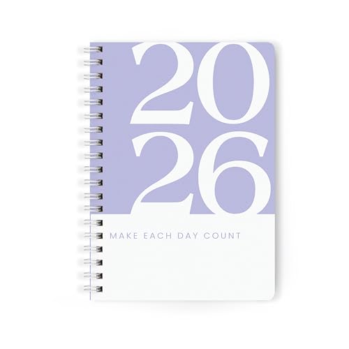 Image of PAPBOO A5 Handy, Hardcover, Hardbound 2026 Diary with Calendar, Easy to Carry White Spiral Wiro Notebook: 80 GSM Paper, Ruled, 188 Pages, Journal, Diary, Gift (Purple)