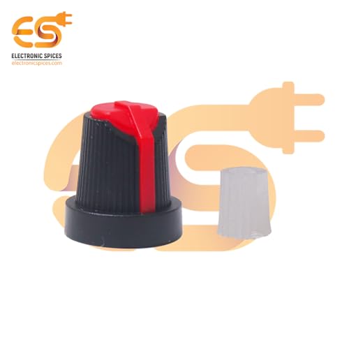 Image of Electronic Spices Combo of 10K 6 Pin D Shaft Dual Gang Rotary Potentiometer (A10, B10) Volume Pot 10K with Knob (Pack of 4)