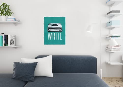 Image of Typewriter Poster Write Retro Vintage Green Creative Writing Writer Classroom College Cool Wall Art Print Poster 24x36