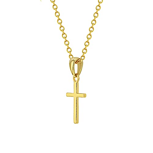 925 Sterling Silver 16" Unisex Small Cross Necklace Pendant for Infants & Toddlers - Petite Polished Cross Shape Jewelry for Little Girls & Boys - Religious Necklaces for Children's Daily Accessory2