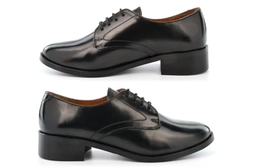 Girls Cadet Shoes Girls School Shoes Leather Shoes Leather Cadet Shoes Ladies Shoes Heel School Shoes Womens Shoes Ladies Shoes High Shine Black Upper 4 UK