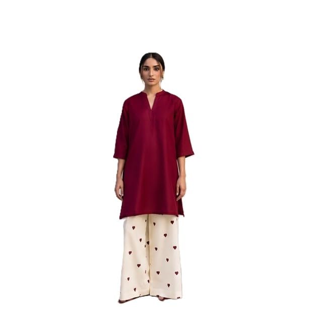 Women's Cotton Kurta with Heart Print Palazzo Set, 3/4 Sleeve-image-24