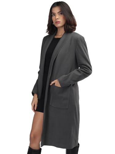 Image of CHKOKKO Women Elegant Winter Wear Warm Coat Classic Knee Length | Solid Color Design with Convenient Front Pockets | Ideal for Formal and Semi-Formal Occasions
