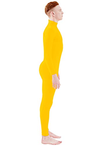 Ensnovo Adult Spandex Turtleneck Long Sleeve One Piece Unitard Bodysuit Dancewear Yellow, XXL