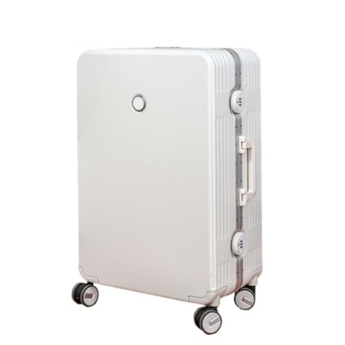 Suitcase Men's And Women's Aluminum Frame Universal Wheel Suitcase Trolley Case Password Box Boarding Suitcase Suitcase Suitcase Tags(White,24in) - Main Image