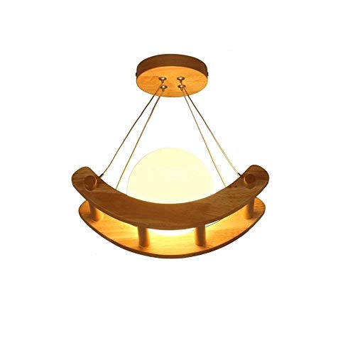 Lustre en bois et verre moderne suspension lumineuse pour cuisine et chambre
