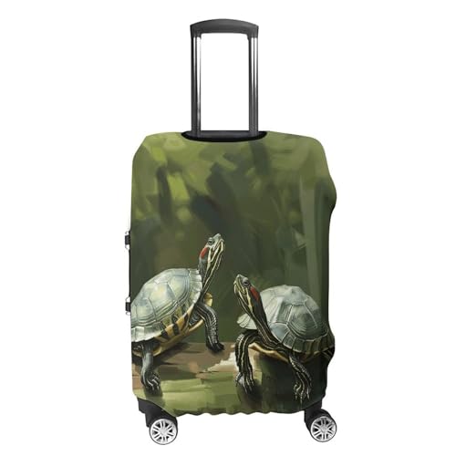 Travel Luggage Cover Elastic Suitcase Protector Anti-Scratch Washable Green Two Turtles Luggage Sleeve Tsa Approved Carry on Covers Baggage Cover Fits 18-32 Inch Luggages4