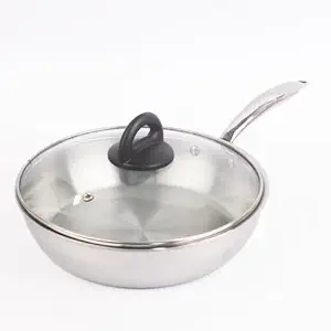 The Indus Valley Triply Stainless Steel Fry Pan with Long Handle & Glass Lid | 11 Inch, 1.9Ltr, 1.1kg, Gas & Induction-Friendly | 3-Layer Body, 100% Toxin-Free, Naturally Non-Stick, Long Lasting