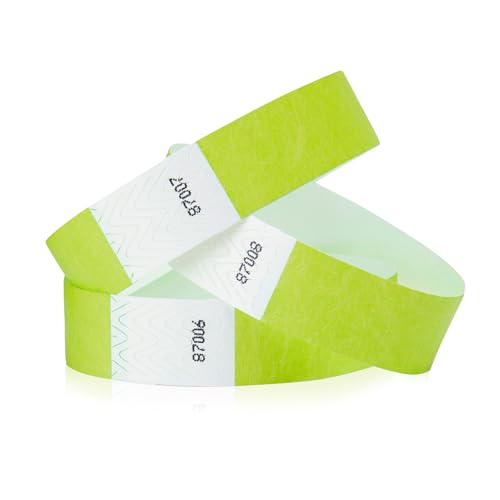 Image of 500 WristCo Lime Green Tyvek Wristbands for Events - Tamper-Proof Design & Fluorescent Color Prevent Reuse Premium-Grade Bracelets for Hospital & Medical ID, Party & VIP Identification