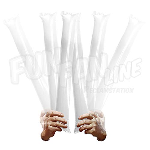FUN FAN LINE - 10 Pairs Bam Bam Thunder Sticks. Noise Makers for Sporting Events. Cheersticks Boom Sticks for Cheerleading. Noise Sticks for Stadium or Parties. (White)