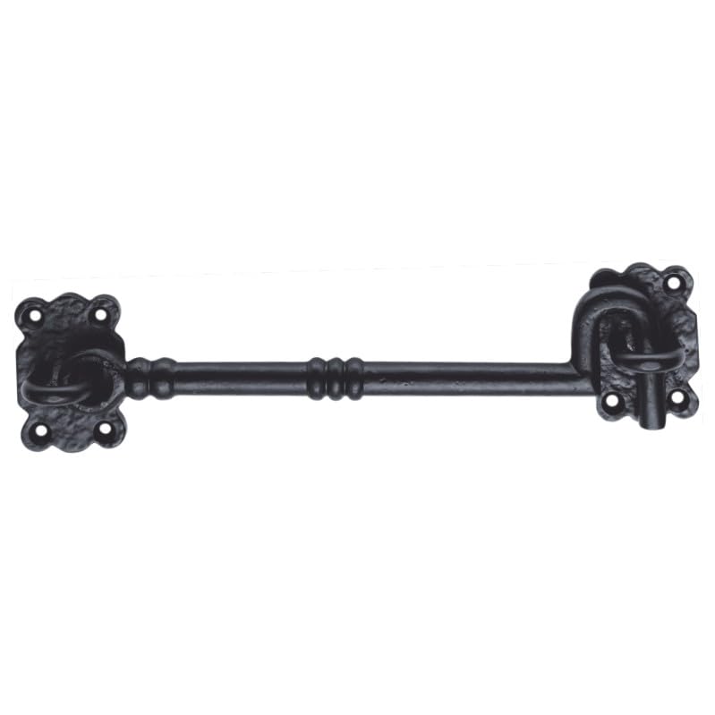 Kooples Hardware Heavy Duty Antique Black Cabin Door Hook and Eye Lock Cabinet Latch Catch Including Fixing Screw for Door Gate Window Closet Shed Latch (152mm)