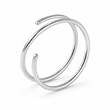 Fashion Art Jewelry Double Nose Ring Hoop for Single Piercing Spiral Twist Nose Hoop for Women Piercing Hypoallergenic Thin Tiny Hoops (5mm | Left Side, Sterling Silver 925 | 20 GA)