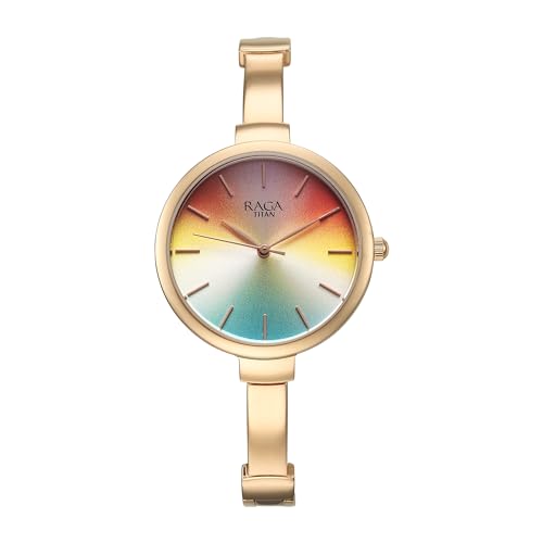Titan Raga Showstopper Quartz Analog Multicoloured Dial Metal Strap Watch for Women-95273WM01