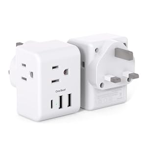 2 Pack US to UK Ireland Travel Plug Adapter, Type G Power Plug Adapter with 3 Outlets 3 USB Ports(1USB C), European Travel Plug Adapter for USA to England London Scotland British Qatar Irish Hongkong