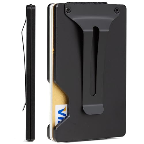 GOLRIDI Wallet for Men, Slim Minimalist Carbon Fiber Wallet with Metal Money Clip/Cash Strap, RFID...