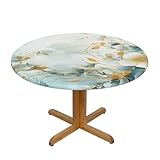 Nappe ronde : la nappe a un motif riche, qui non seulement protège le bureau, mais apporte également vitalité et élégance aux espaces intérieurs et extérieurs