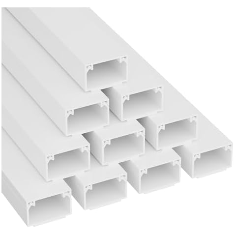 D-Line 32.8ft Cable Raceway, Self Adhesive Cord Cover, Hide and Protect Surface Wires, Paintable - 10x 1in (W) x 0.63in (H) x 39in Lengths - White Cover