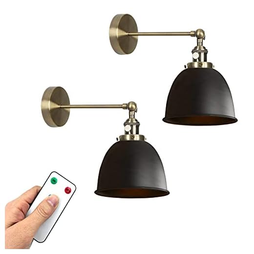 Sladdlösa vägglampor Batteridriven med fjärrkontroll 2-pack, ingår 400 lumen laddningsbara glödlampor, trådlös vägglampa Lätt att installera för hem, café, loft (färg: svart, storlek: 3 glödlampor)