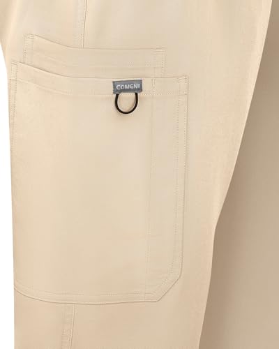 Image of COMENII Scrubs for Women, Knit Yoga Waistband Straight Leg Cargo Pants, Classic Fit Womens Scrubs Pants