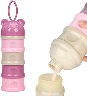 Baby Milk Powder Dispenser Baby Formula Dispenser Container with 4 Individual Twist-Lock Compartments, Portable Silicone Handle, Suitable for Storing Cereal/Food/Fruit/Snacks, etc BPA Free